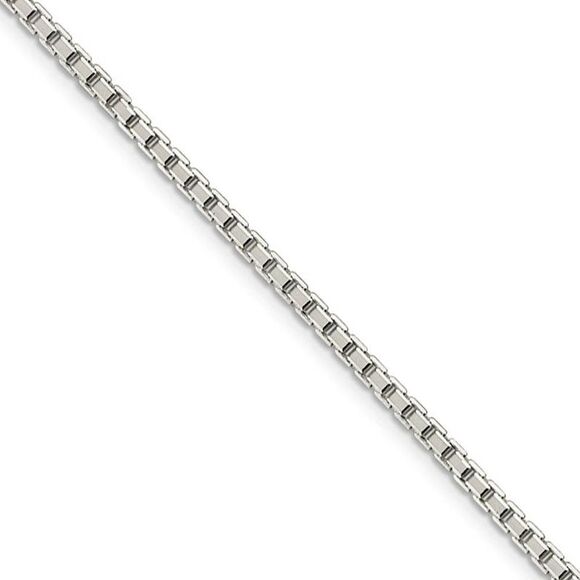 2.5mm Sterling Silver D/C Solid Octagonal Box Chain Necklace 24 Inch